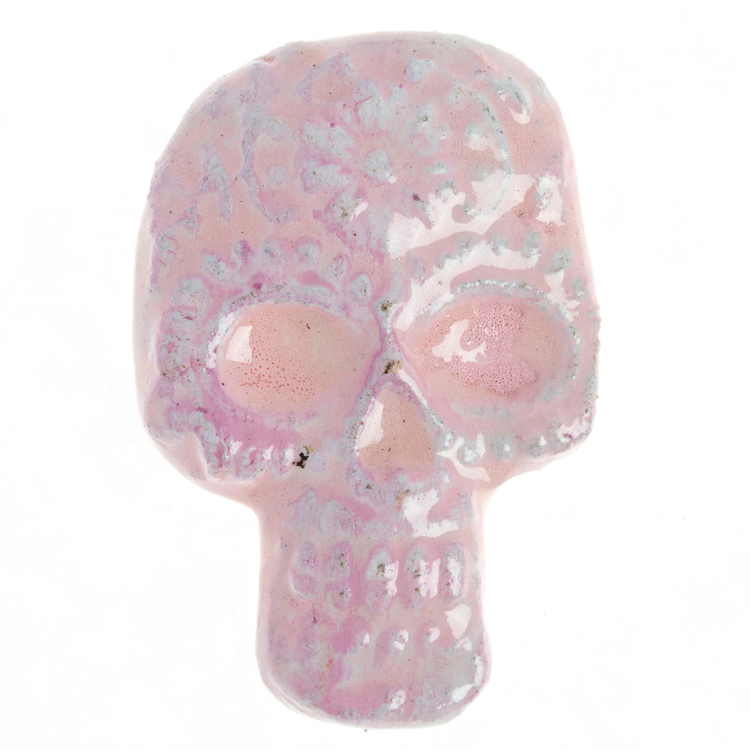 Light Pink Day of the Dead Skull Ceramic Magnet from Mexico - Skull in Pink
