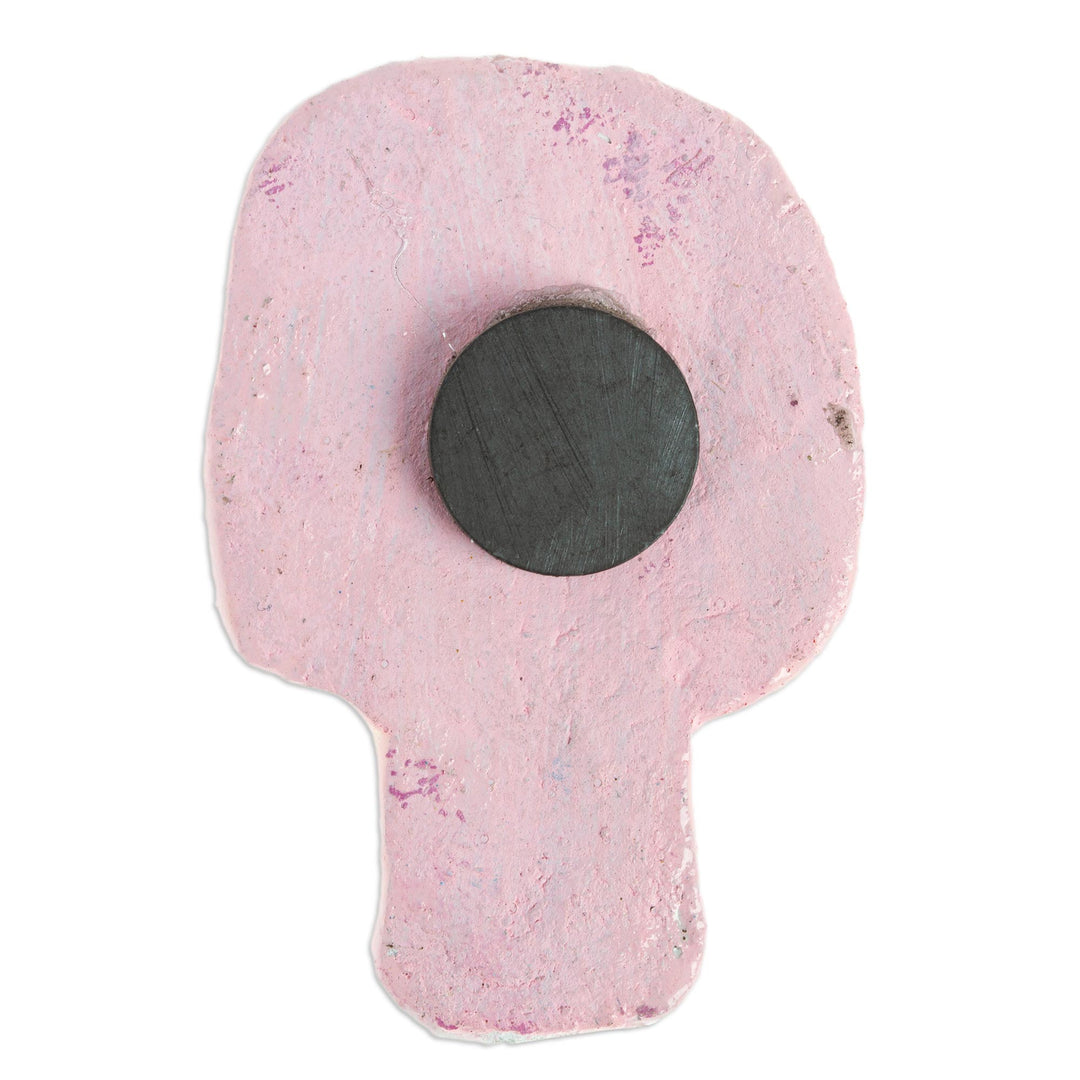 Light Pink Day of the Dead Skull Ceramic Magnet from Mexico - Skull in Pink