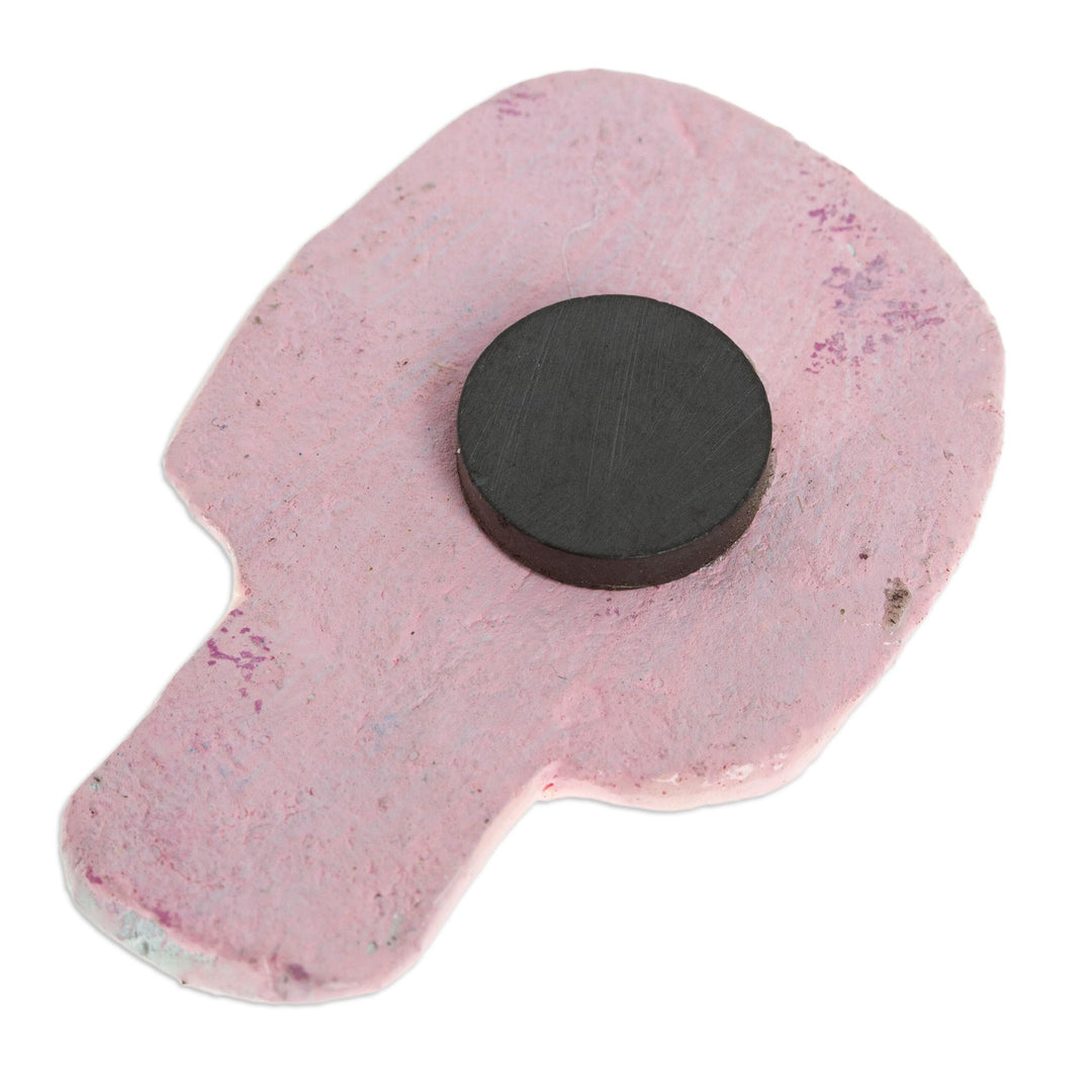 Light Pink Day of the Dead Skull Ceramic Magnet from Mexico - Skull in Pink