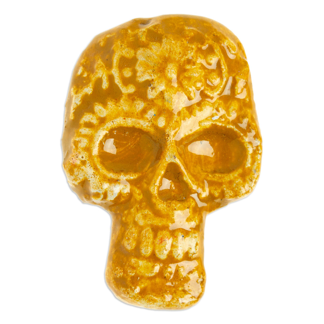 Honey Day of the Dead Skull Ceramic Magnet from Mexico - Skull in Honey