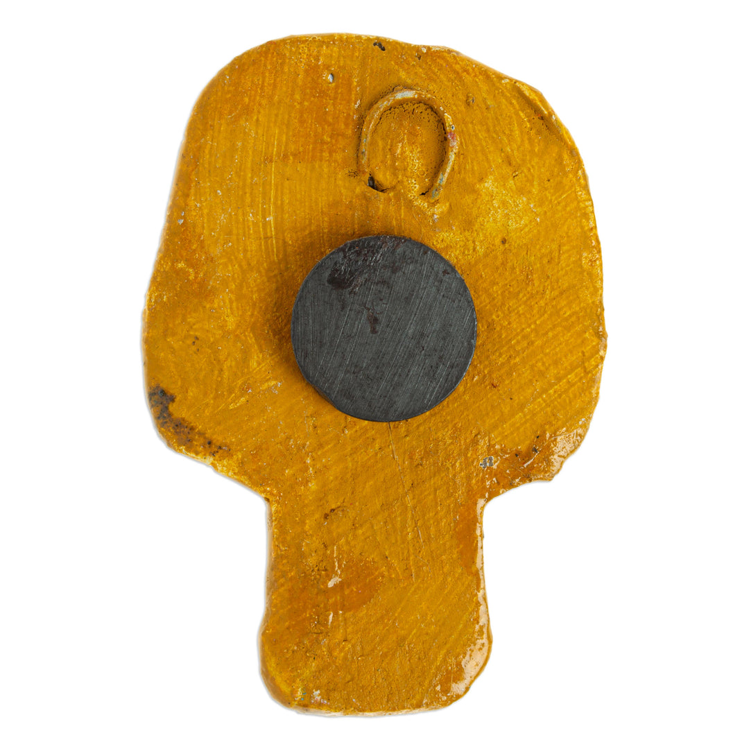 Honey Day of the Dead Skull Ceramic Magnet from Mexico - Skull in Honey