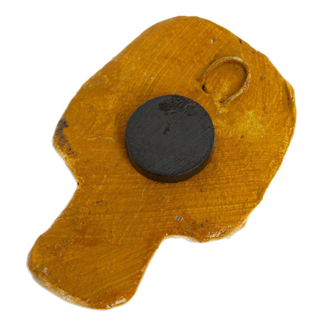 Honey Day of the Dead Skull Ceramic Magnet from Mexico - Skull in Honey