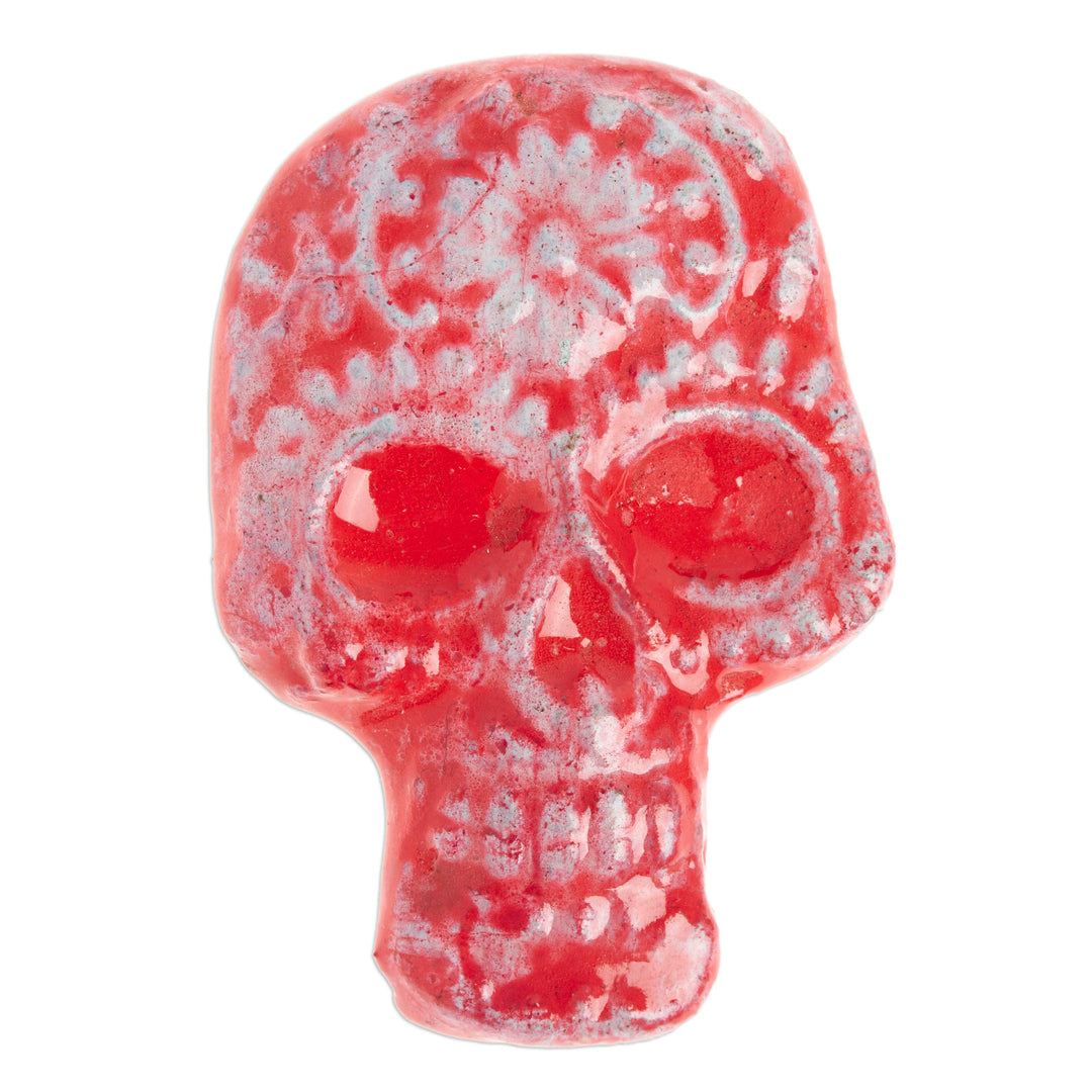 Day of the Dead Skull Ceramic Magnet from Mexico - Bright Skull