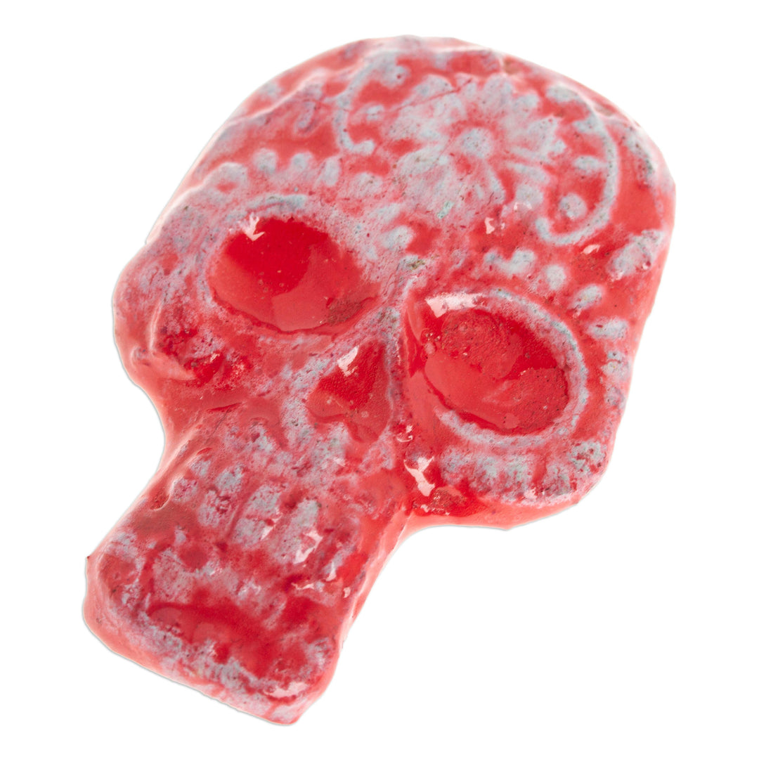 Day of the Dead Skull Ceramic Magnet from Mexico - Bright Skull