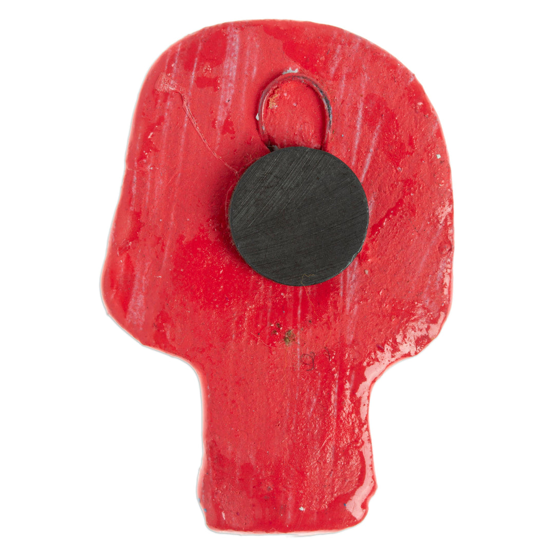 Day of the Dead Skull Ceramic Magnet from Mexico - Bright Skull