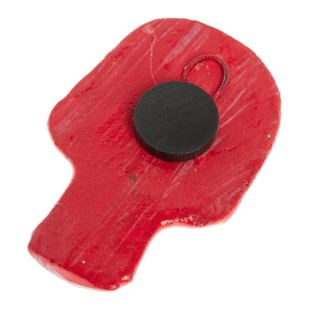 Day of the Dead Skull Ceramic Magnet from Mexico - Bright Skull