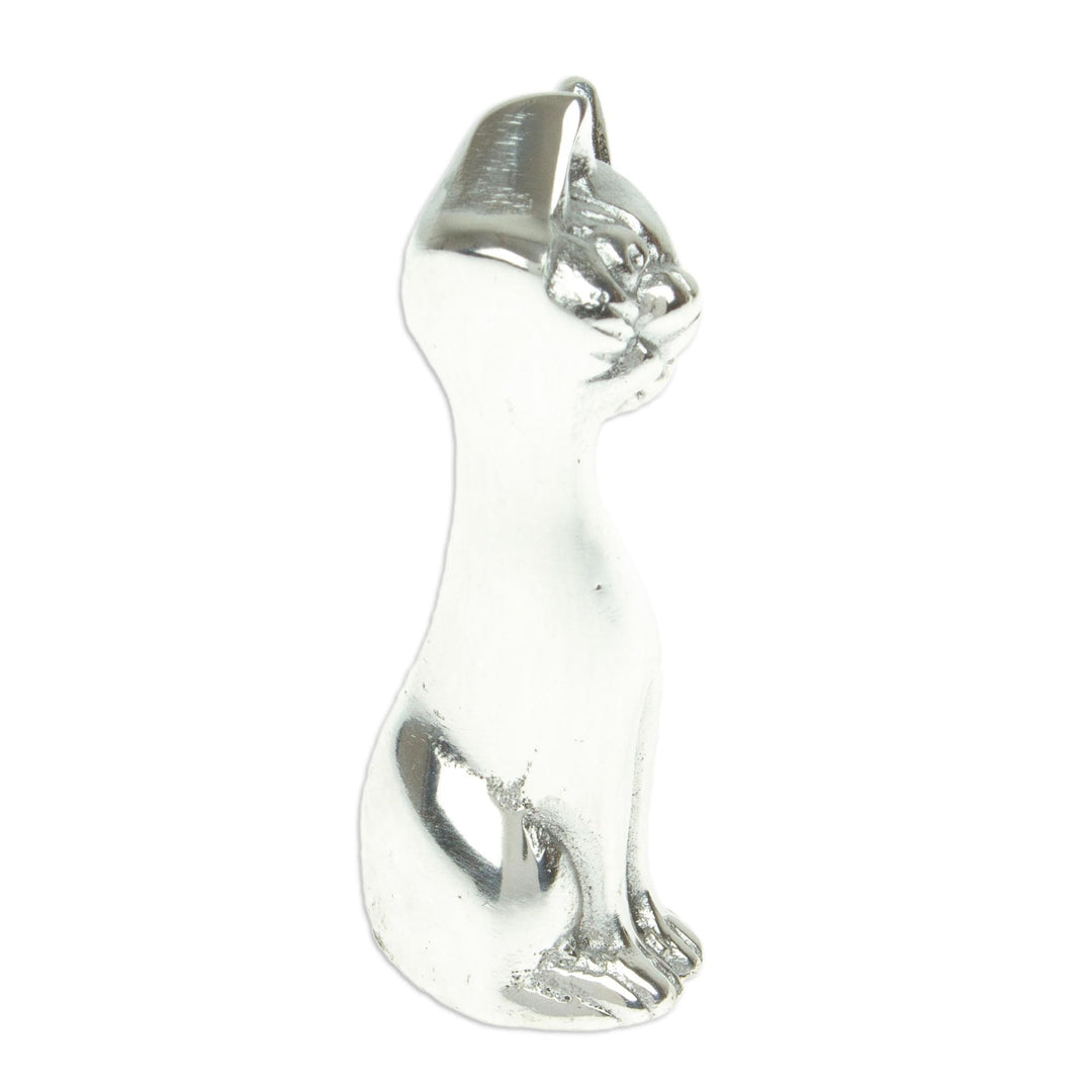 Cat Figurine Made with Recycled Aluminum or Mexican Pewter - Relaxing Cat