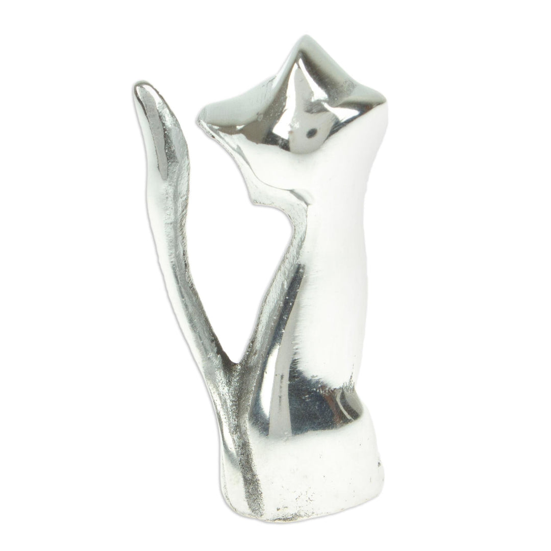 Cat Figurine Made with Recycled Aluminum or Mexican Pewter - Relaxing Cat