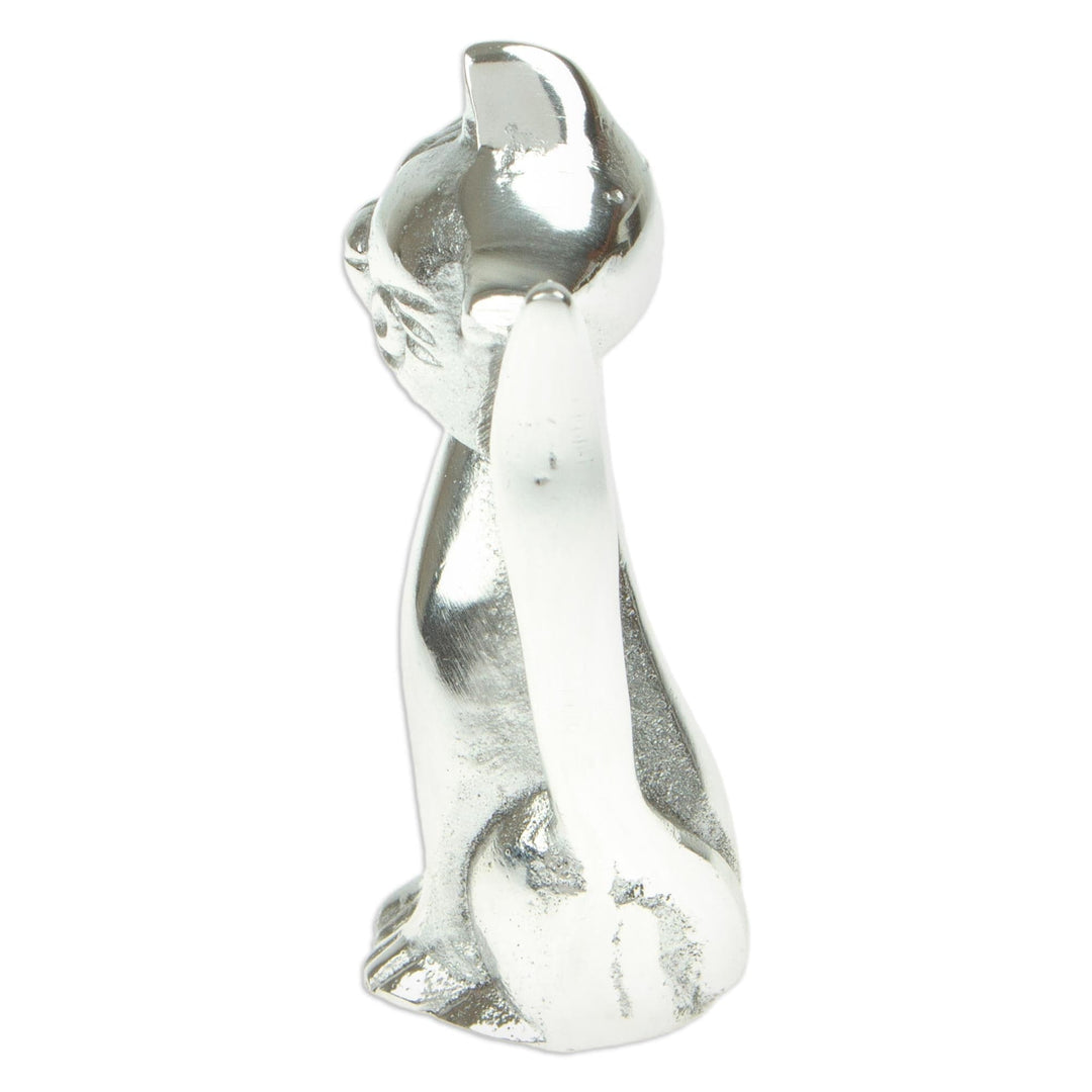 Cat Figurine Made with Recycled Aluminum or Mexican Pewter - Relaxing Cat