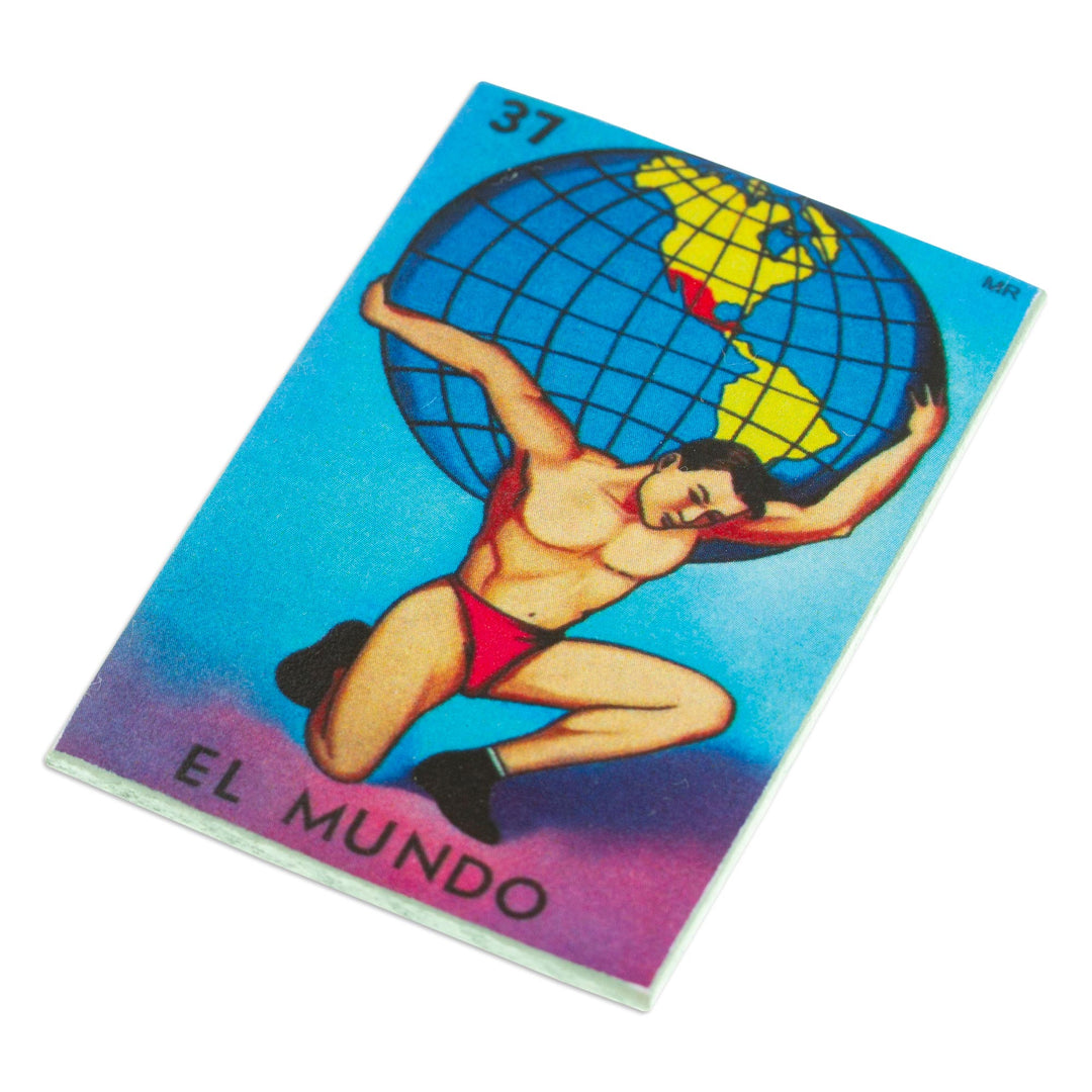 Mexican Wood Magnet with Decoupage Image - Traditional World