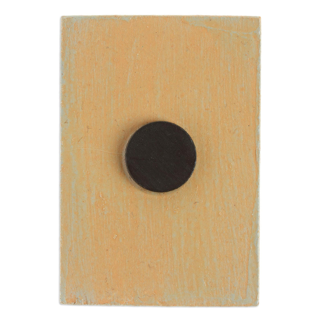 Mexican Wood Magnet with Moon Decoupage - Precious Moon