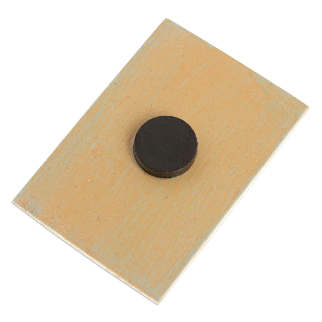 Mexican Wood Magnet with Moon Decoupage - Precious Moon