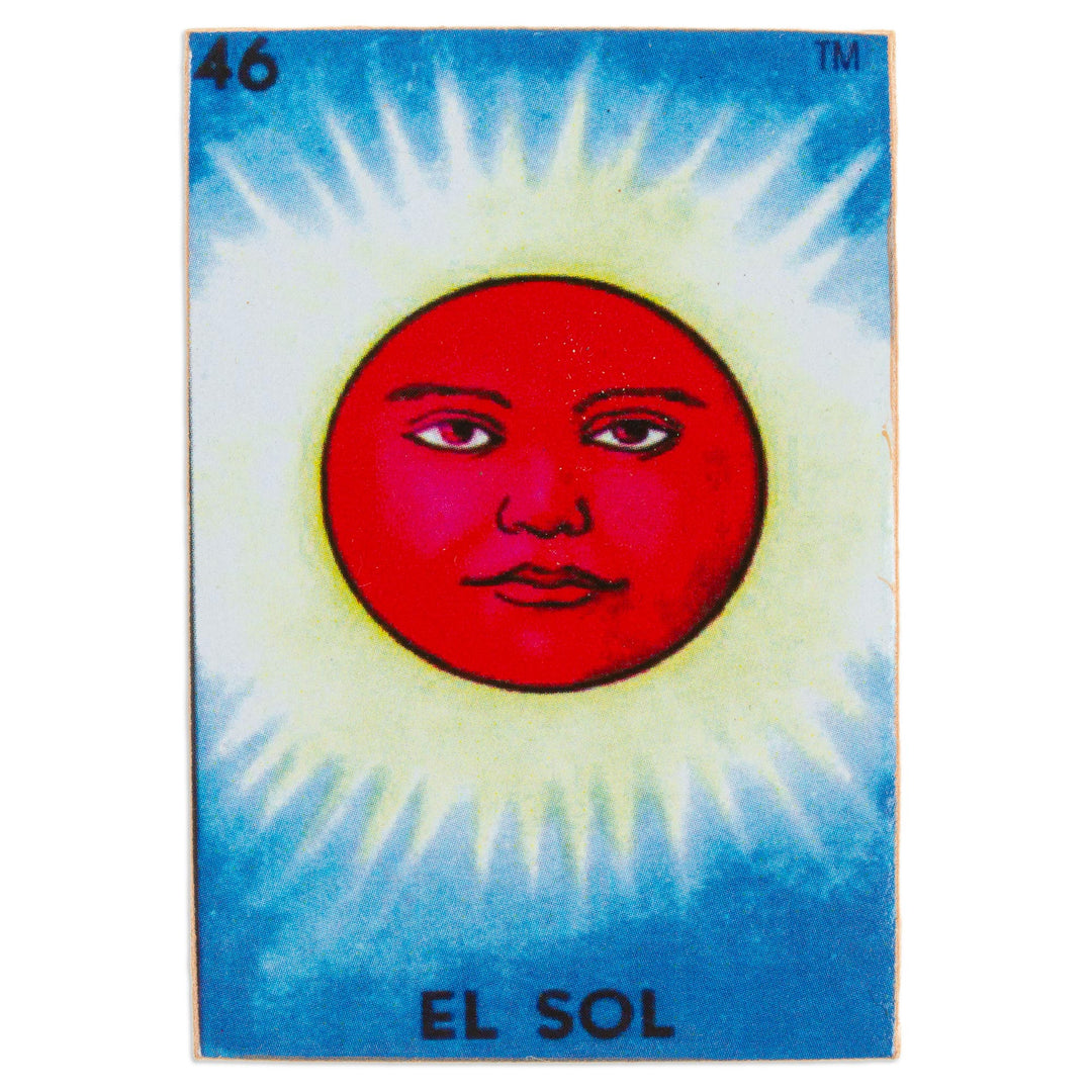 Mexican Wood Magnet with Red Sun Decoupage - Burning Sun