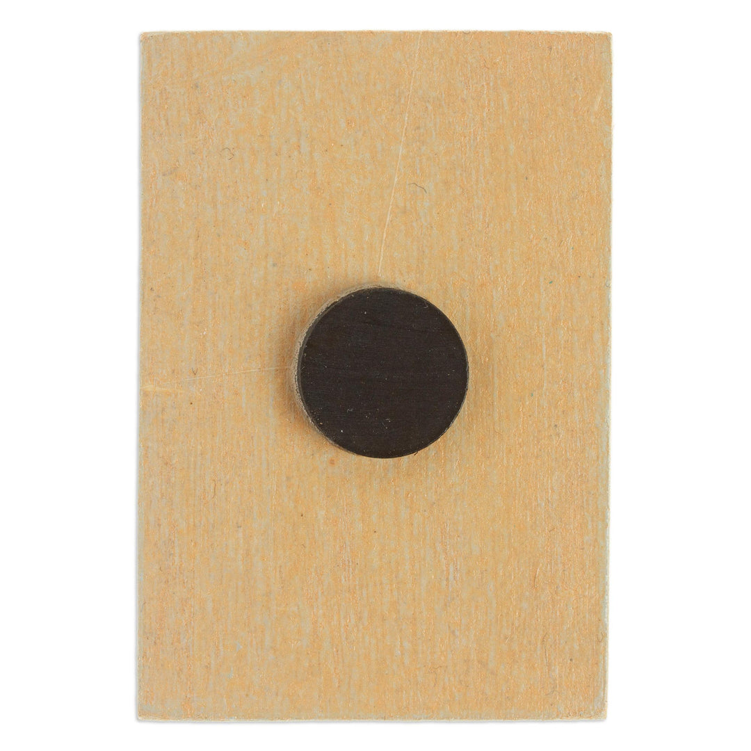 Mexican Wood Magnet with Musical-Themed Decoupage - Colorful Musician
