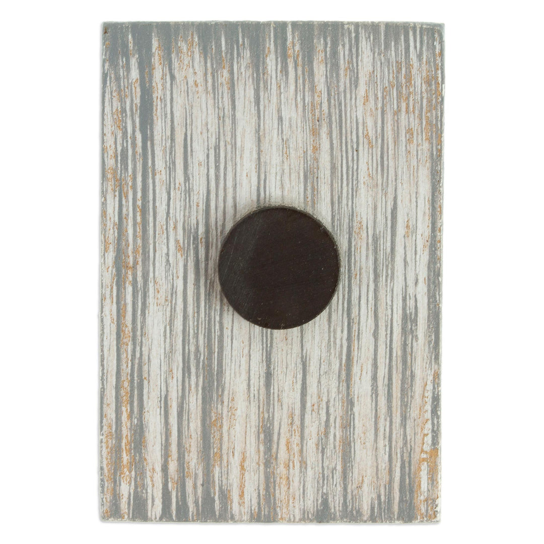 Mexican Wood Magnet with Red Flower Pot Decoupage - Mexican Blooms