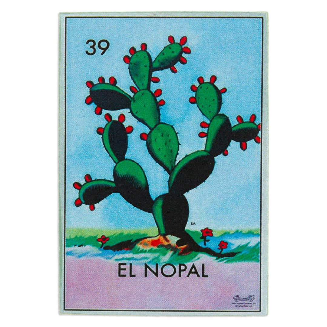 Mexican Wood Magnet with Prickly Pear Decoupage - Red Prickly Pear