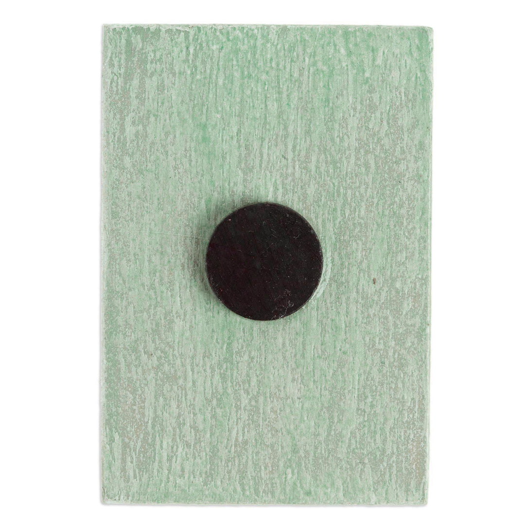 Mexican Wood Magnet with Prickly Pear Decoupage - Red Prickly Pear