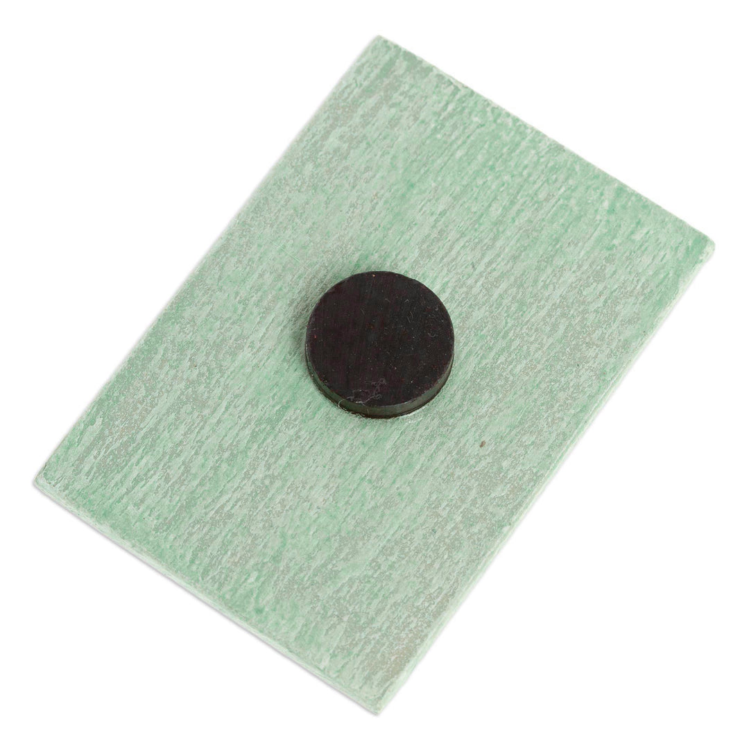 Mexican Wood Magnet with Prickly Pear Decoupage - Red Prickly Pear