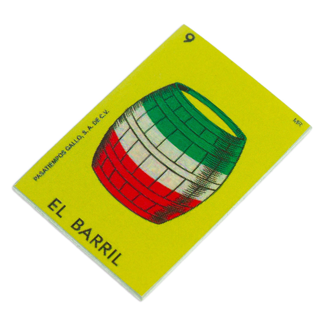 Mexican Wood Magnet with Colorful Barrel Decoupage - Festive Barrel
