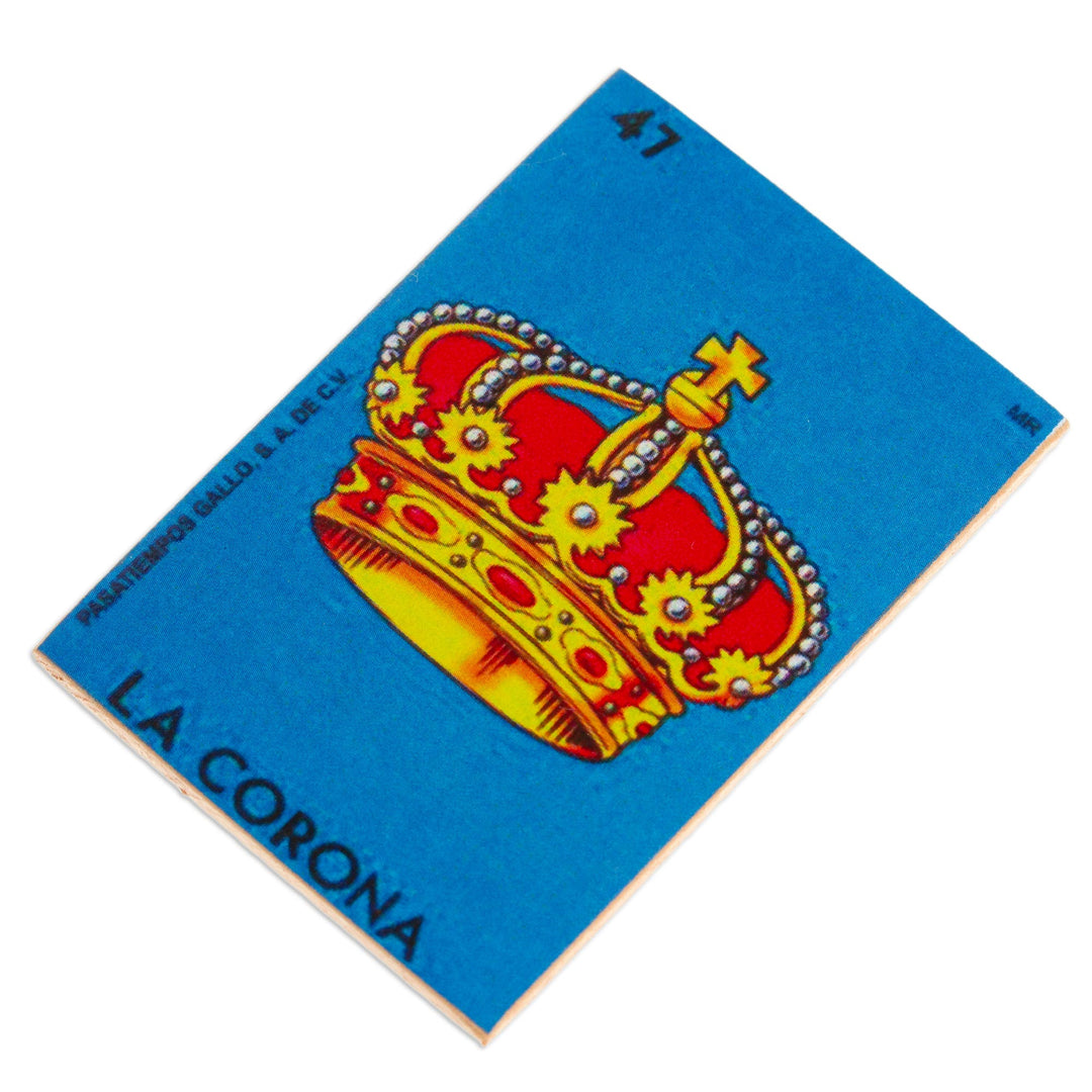 Mexican Wood Magnet with Crown Decoupage - Majestic Land