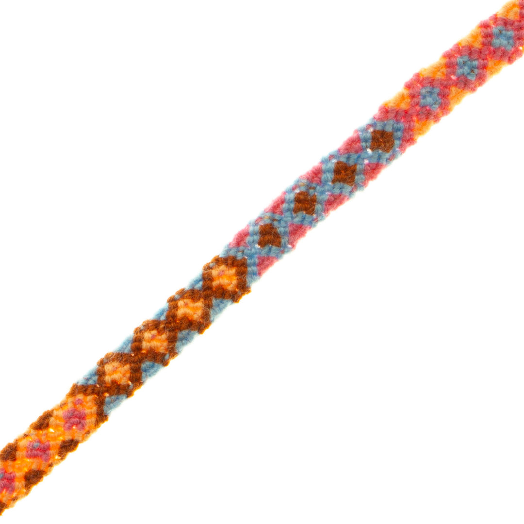 Handwoven Cotton Wristband Bracelet with Geometric Details - Yellow Diamonds