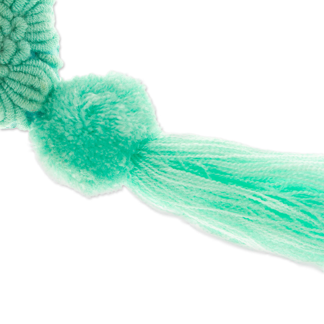 Heart Wool Felt Ornament with Cotton Embroidery in Mint - Little Heart in Mint