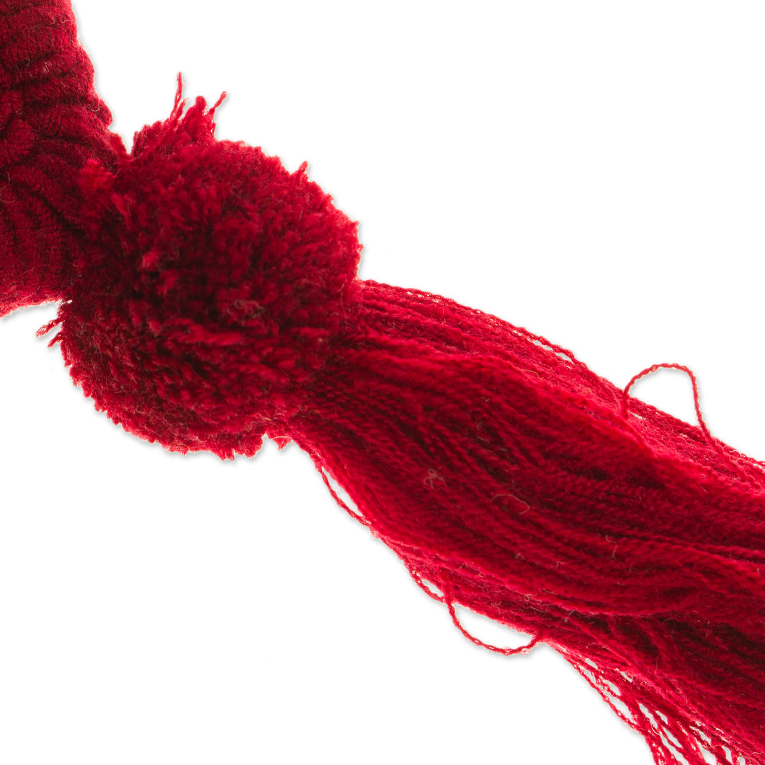 Heart Wool Felt Ornament with Cotton Embroidery in Garnet - Little Heart in Garnet