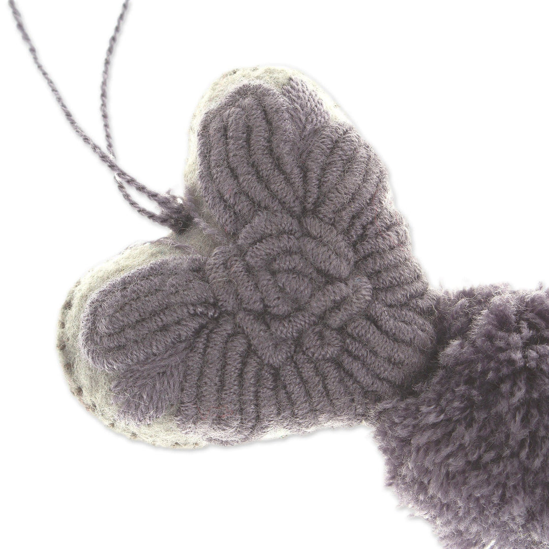 Heart Wool Felt Ornament with Cotton Embroidery in Grey - Little Heart in Grey