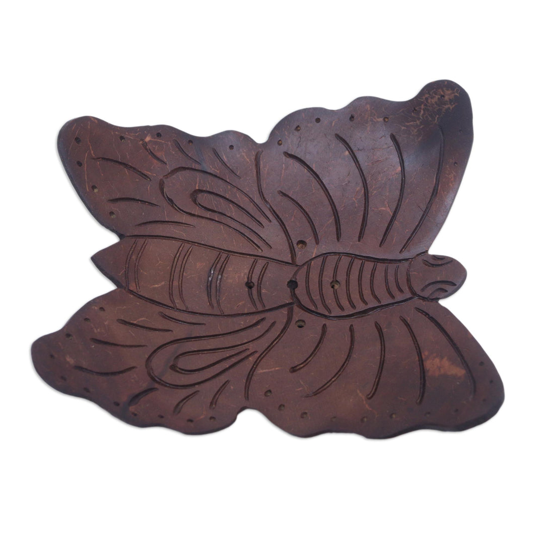 Balinese Handmade Water Draining Coconut Shell Soap Dish - Butterfly Touchdown