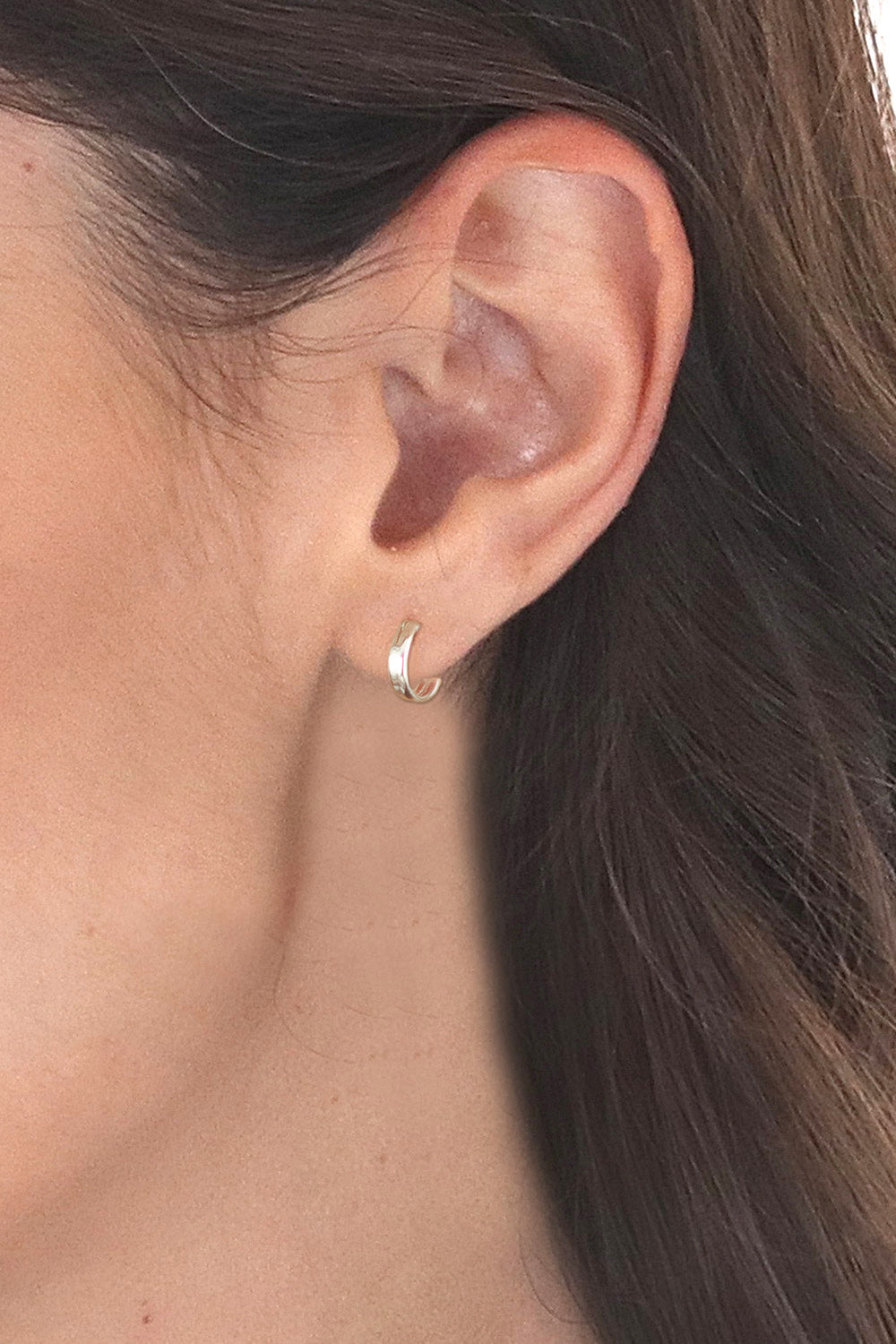 Handmade Modern Sterling Silver Mini Hoop Earrings from Peru - Silver Polish