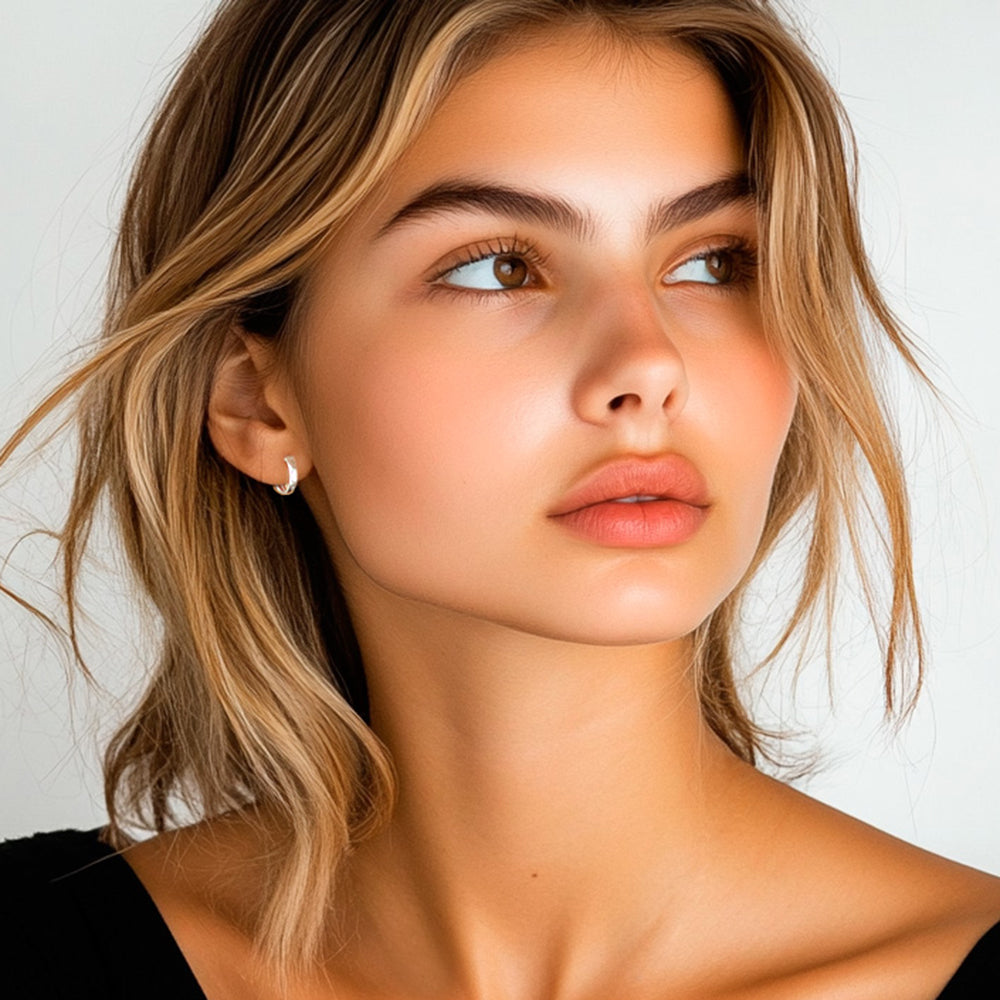 Handmade Modern Sterling Silver Mini Hoop Earrings from Peru - Silver Polish