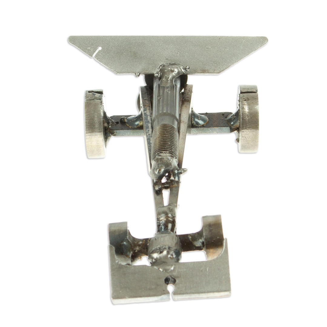 Handcrafted Recycled Scrap Metal Formula One Statuette - Eco-Friendly Formula