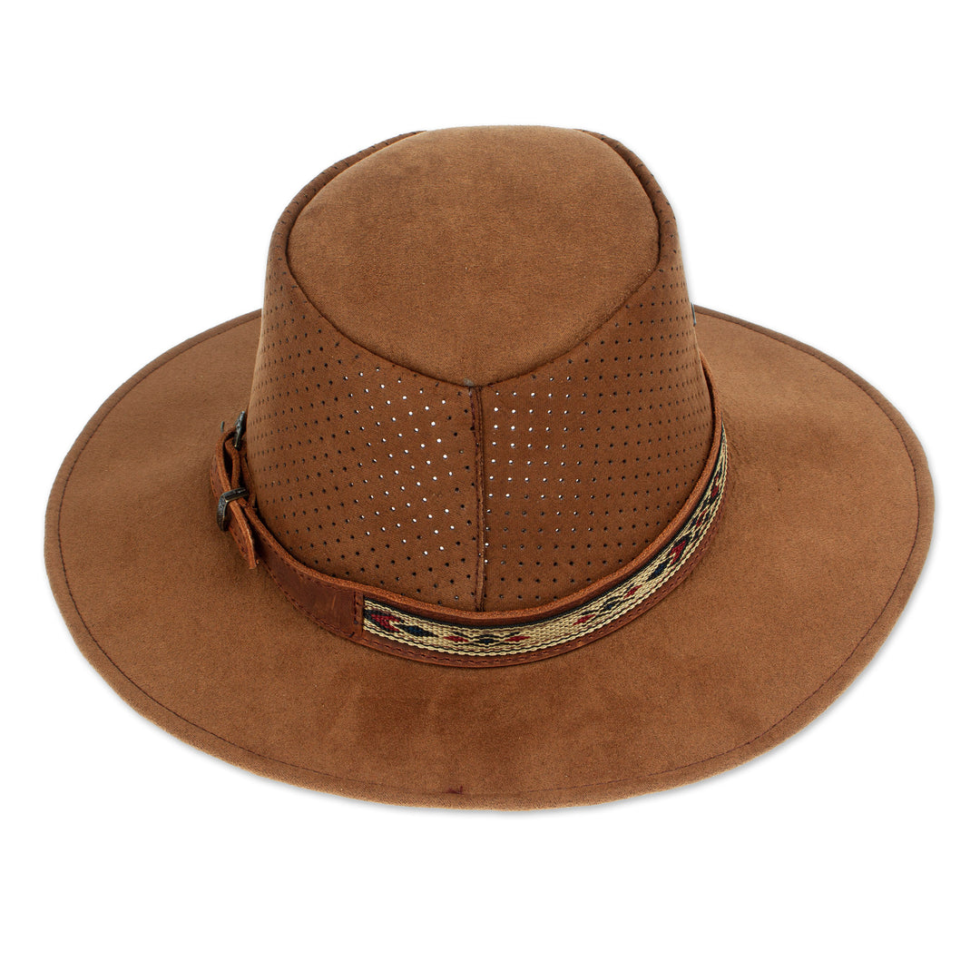 Handcrafted Brown Leather Hat from Mexico - Classic Look in Brown