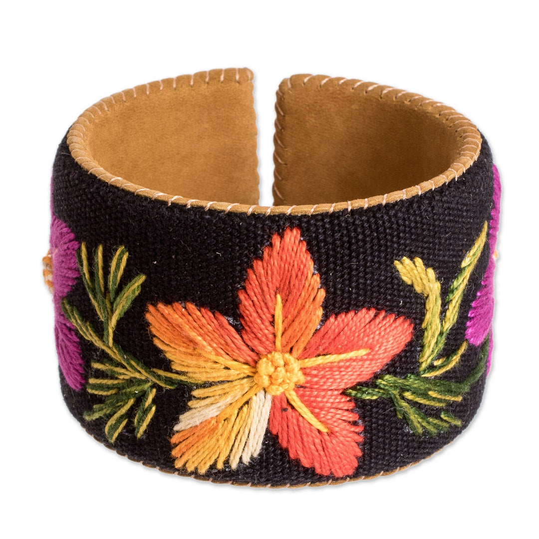 Handmade Suede Floral Bracelet from Guatemalan Artisan - Soft Spring