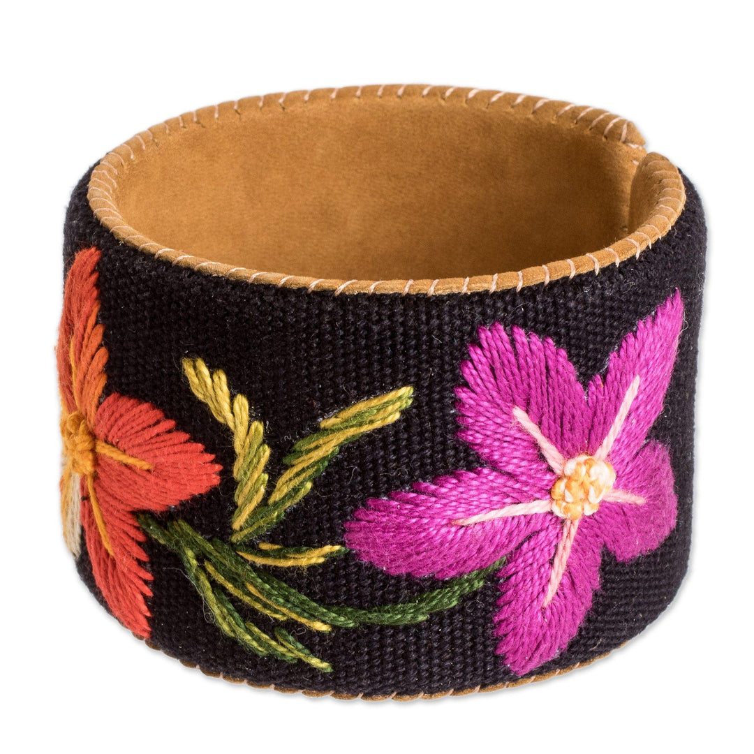 Handmade Suede Floral Bracelet from Guatemalan Artisan - Soft Spring