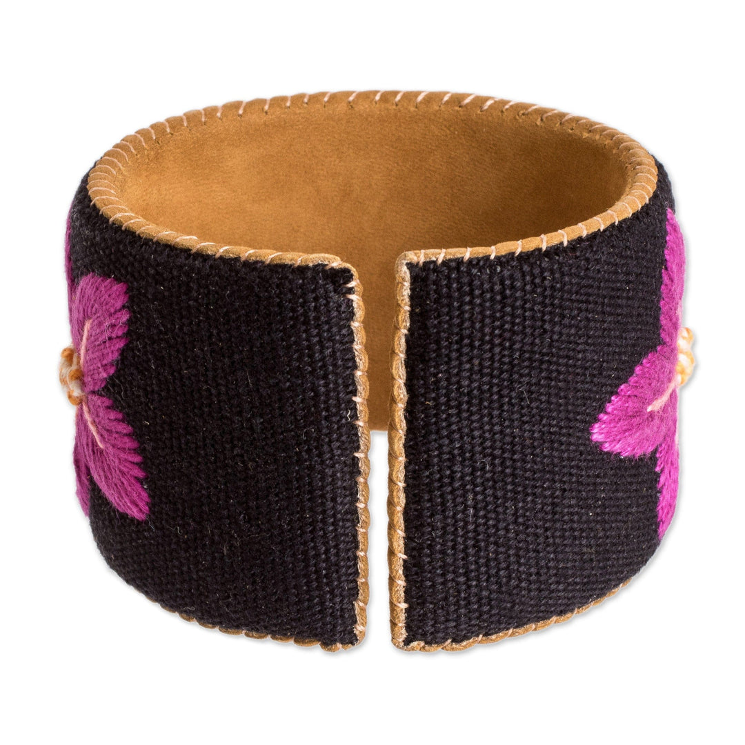 Handmade Suede Floral Bracelet from Guatemalan Artisan - Soft Spring