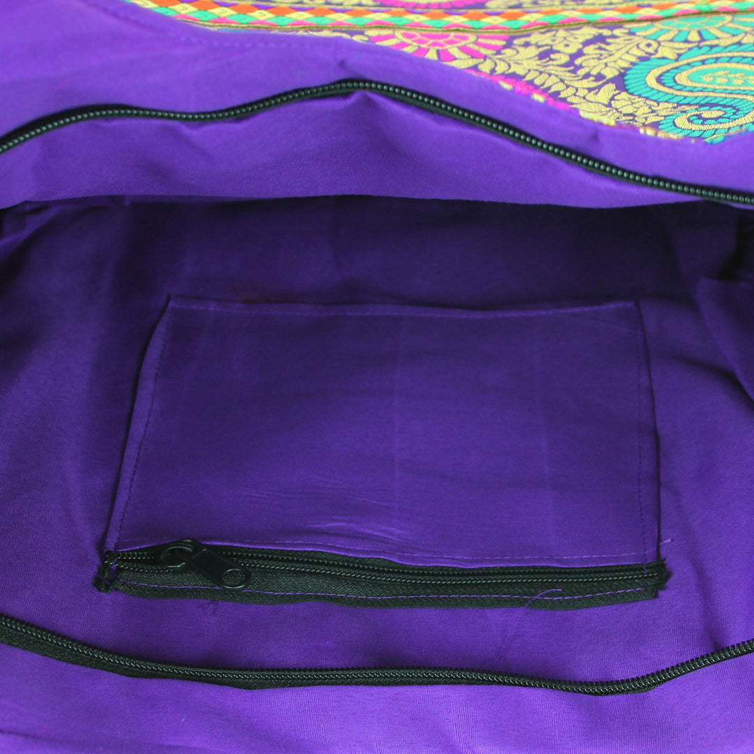 Multicolored Brocade Shoulder Bag by Indian Artisan - Paisley Parade