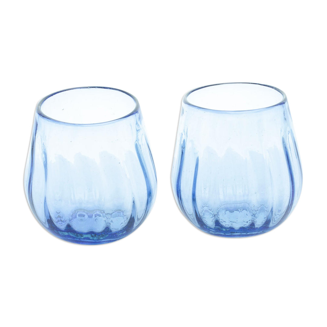 Eco-Friendly Handblown Stemless Wine Glasses (Pair) - Refreshing Indigo