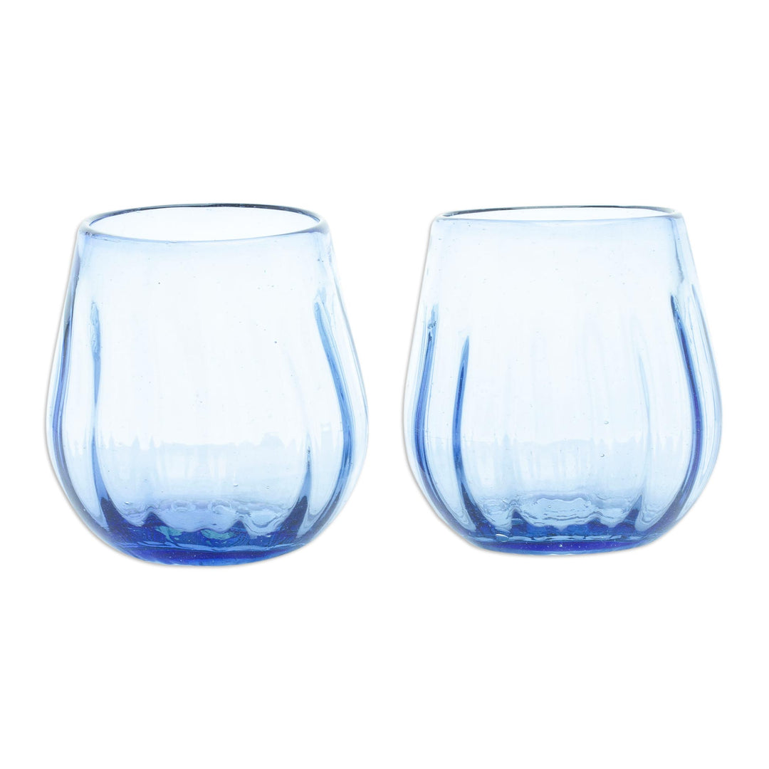 Eco-Friendly Handblown Stemless Wine Glasses (Pair) - Refreshing Indigo