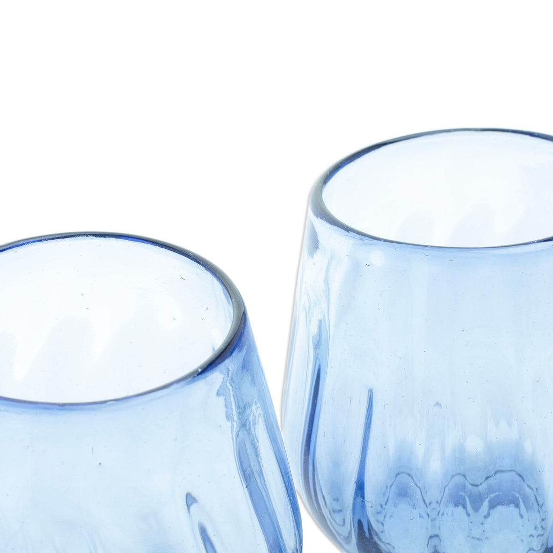 Eco-Friendly Handblown Stemless Wine Glasses (Pair) - Refreshing Indigo