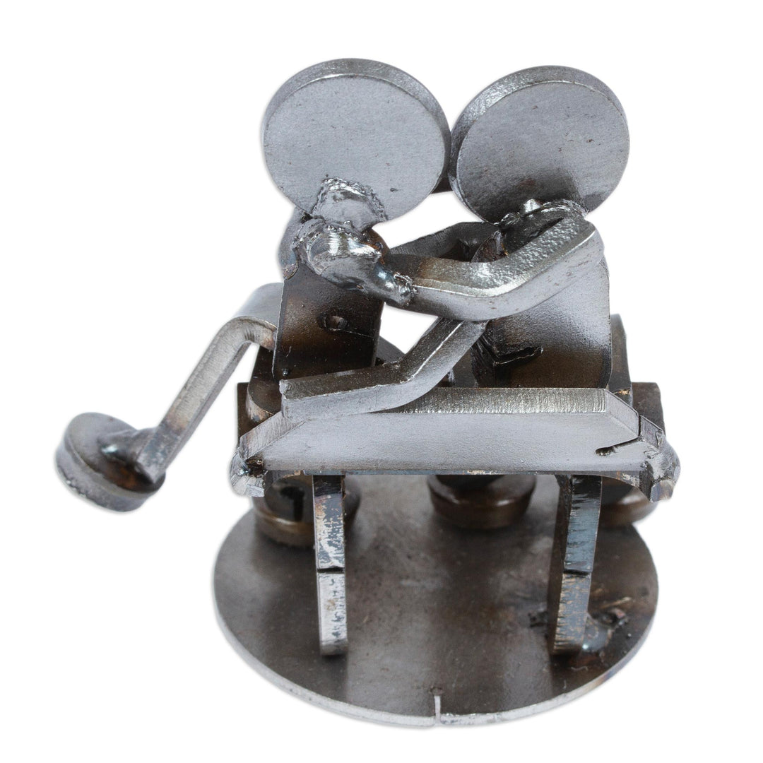 Recycled Auto Parts Lovers Figurine Handmade in Mexico - Affectionate Lovers