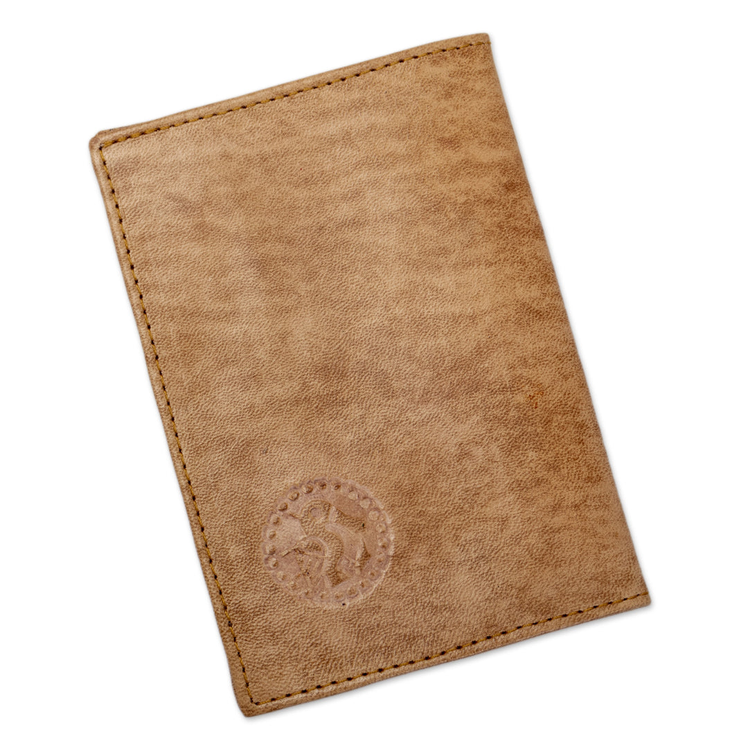 Handcrafted Llama Leather Passport Cover with Andean Textile - Introspective Llama