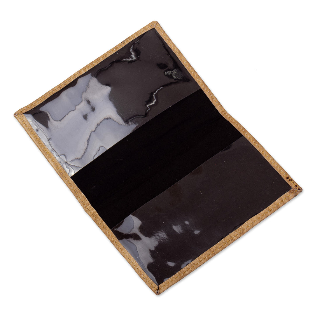 Handcrafted Llama Leather Passport Cover with Andean Textile - Introspective Llama