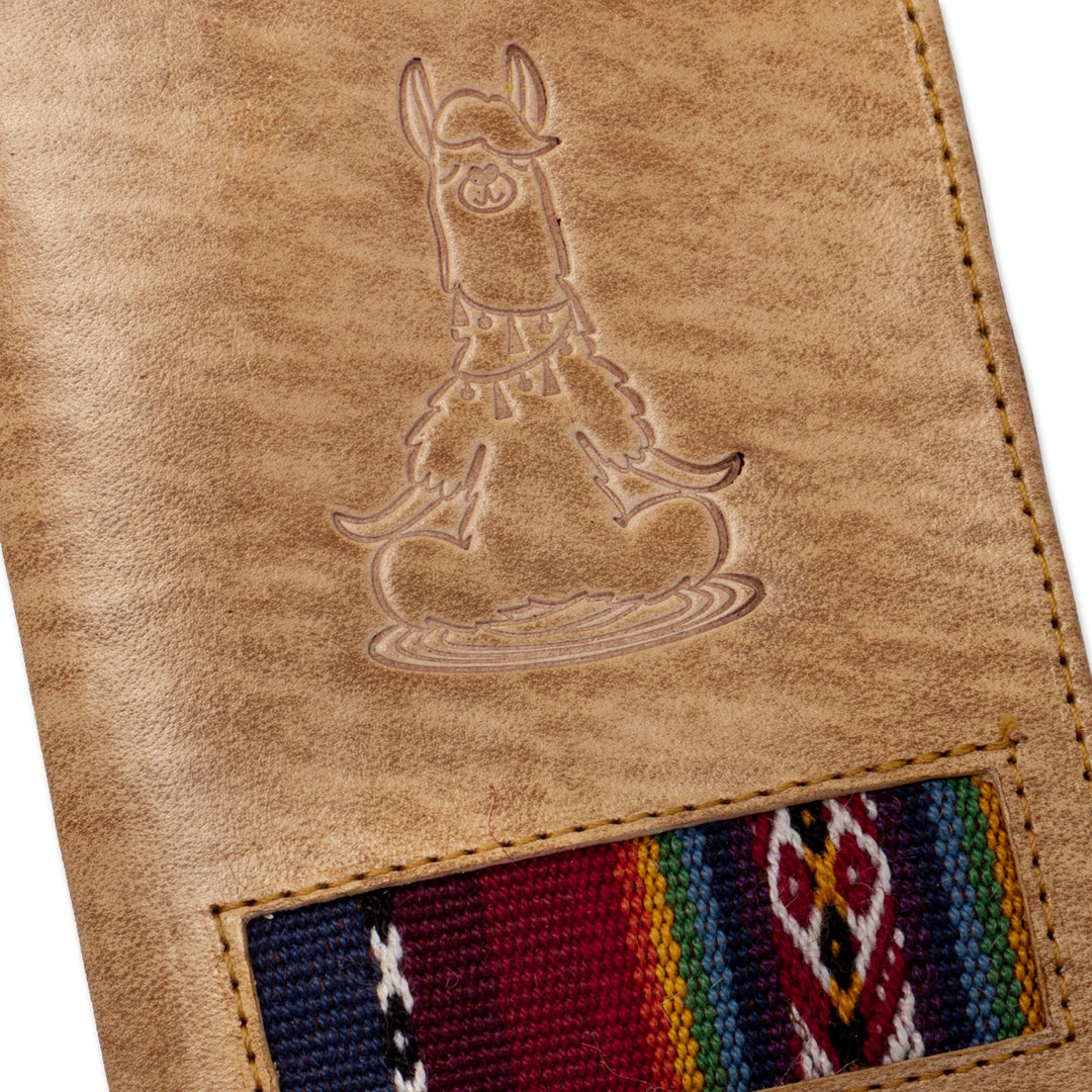 Handcrafted Llama Leather Passport Cover with Andean Textile - Introspective Llama