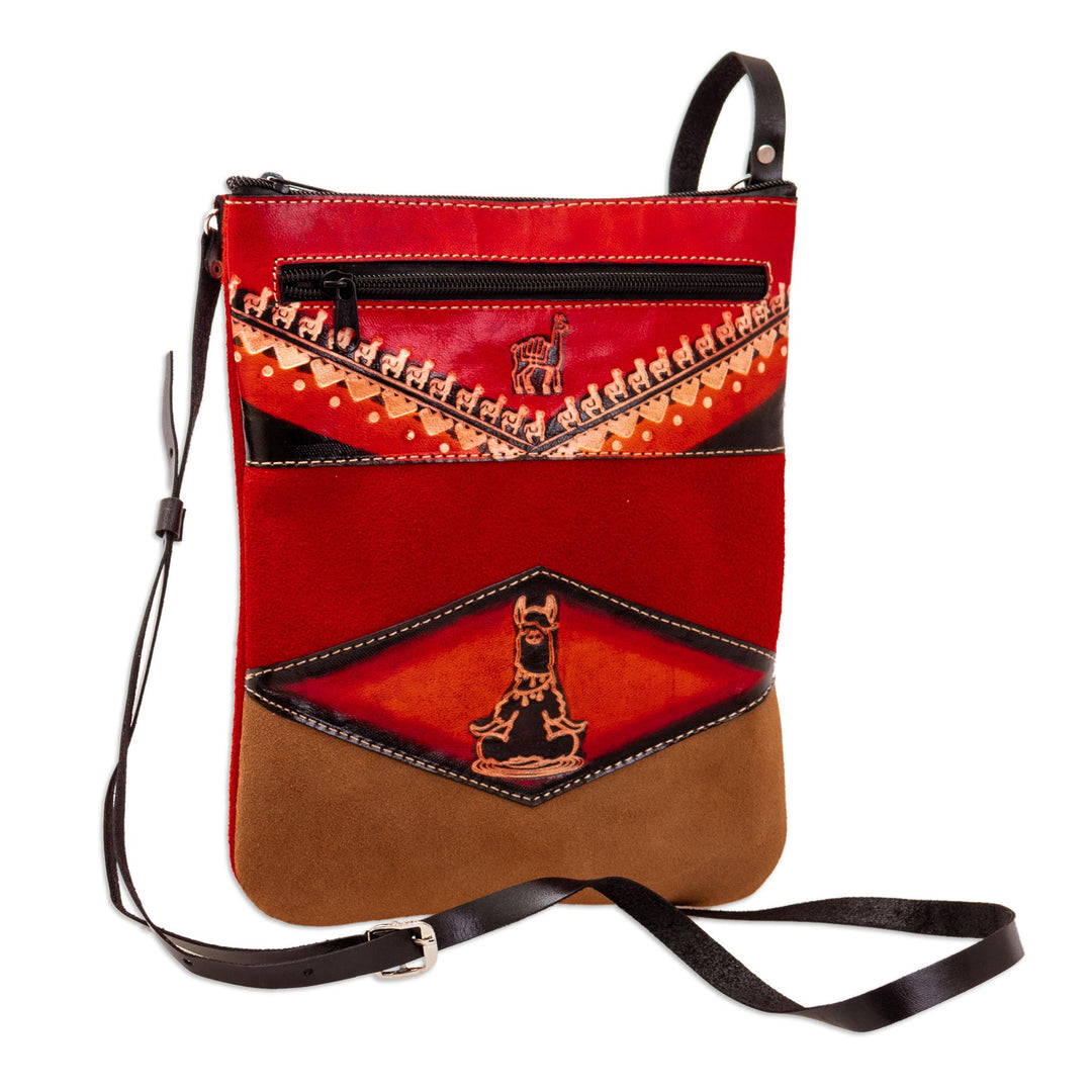 Red Llama Suede Sling with Adjustable Leather Strap - Little Red Llama