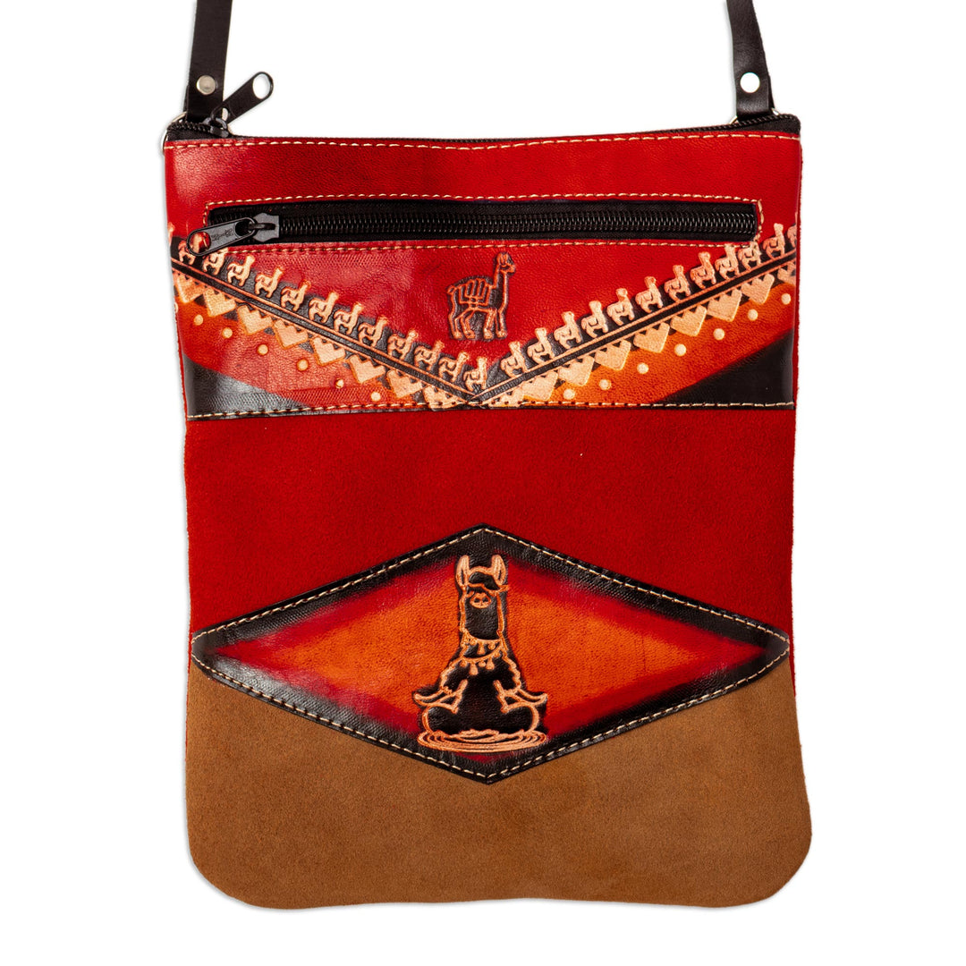Red Llama Suede Sling with Adjustable Leather Strap - Little Red Llama