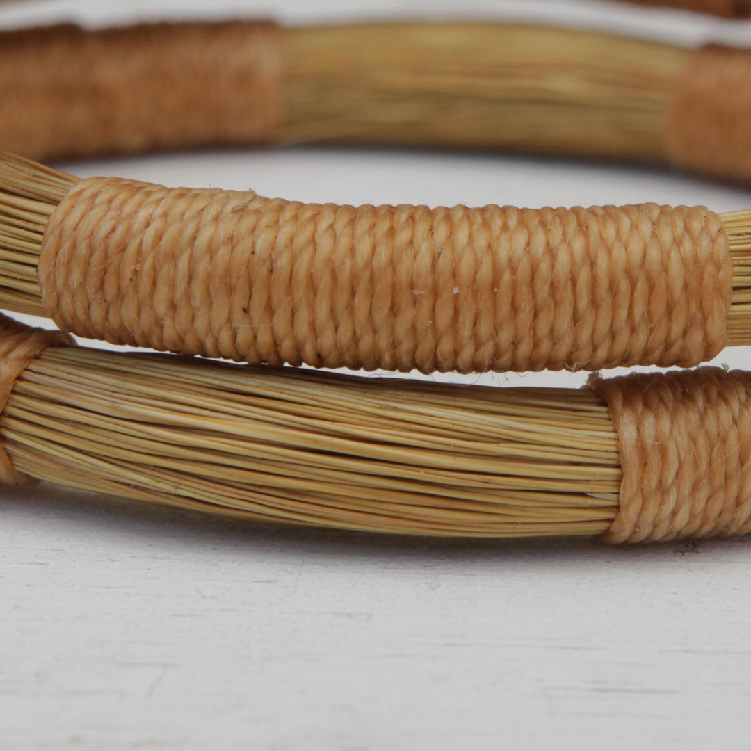 Pair of Handcrafted Golden Grass Bangle Bracelets - Jalapão Equilibrium