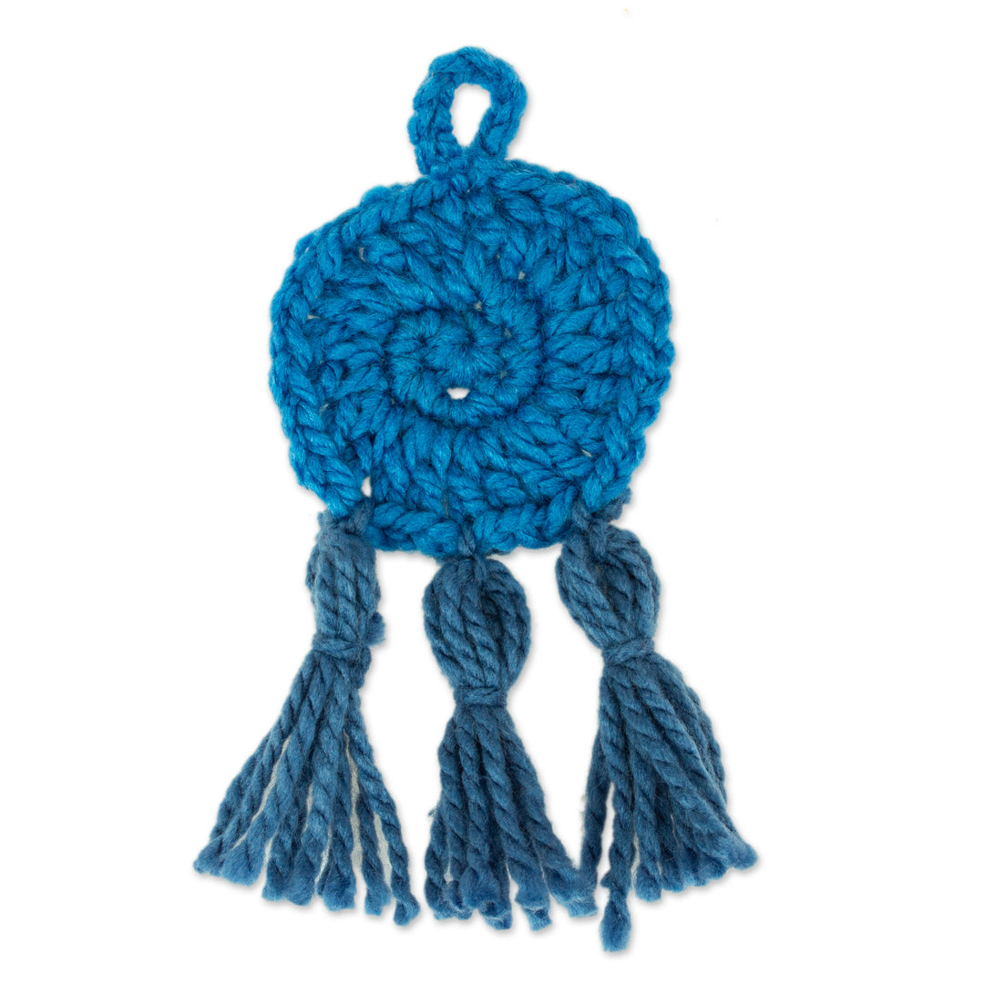 Azure Crocheted Charm with Tassels Made in Mexico - Azure Medallion