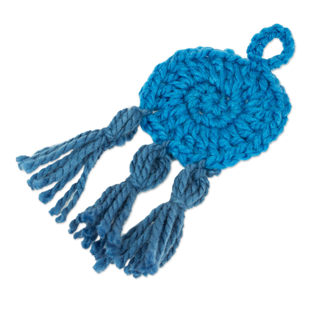 Azure Crocheted Charm with Tassels Made in Mexico - Azure Medallion