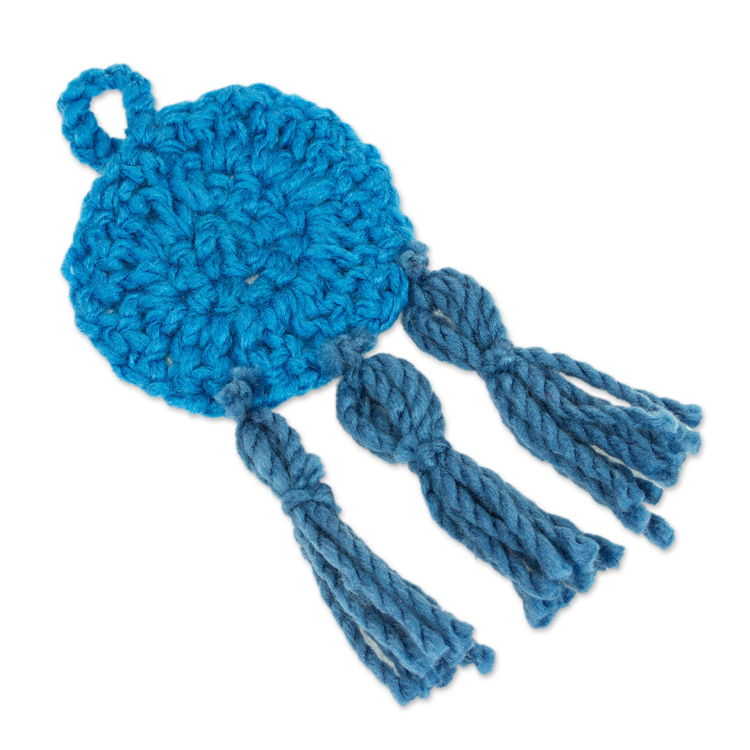 Azure Crocheted Charm with Tassels Made in Mexico - Azure Medallion